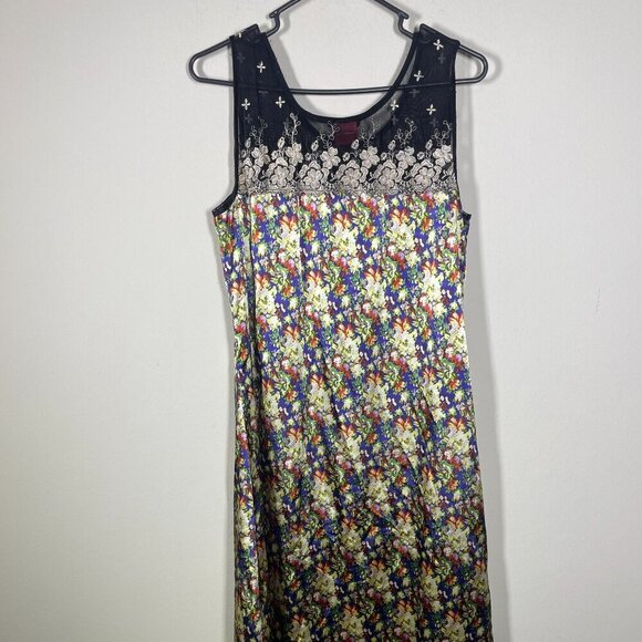 Sleep-In's Women's Sleeveless Maxi Night Gown Floral Satin Embroidered Medium! - Picture 6 of 7